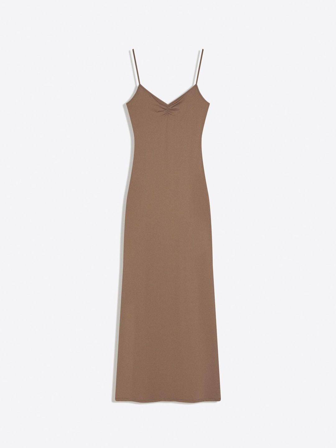 Ruched strap midi dress
