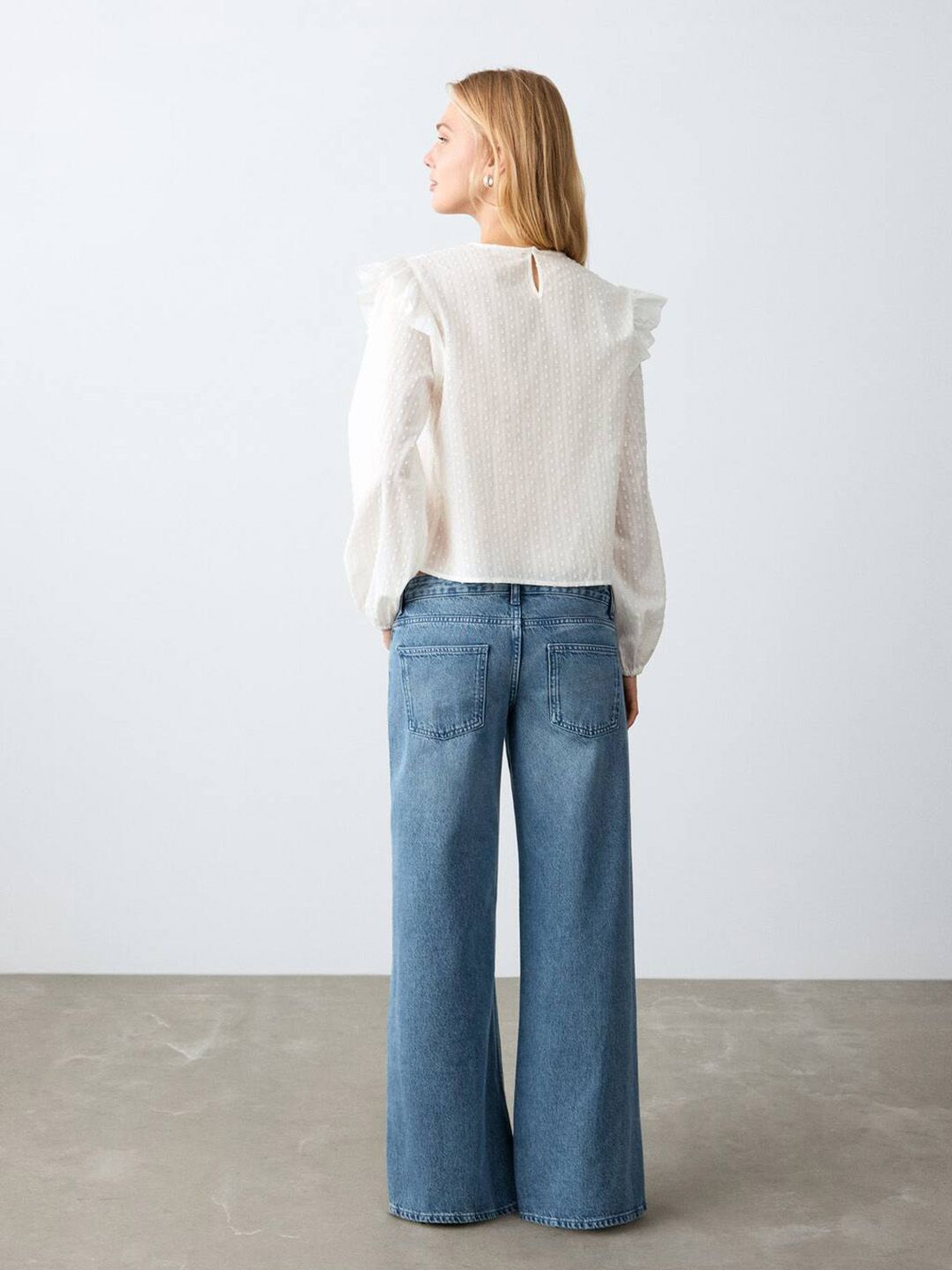 Puff Sleeve Ruffles Pure Cotton Top