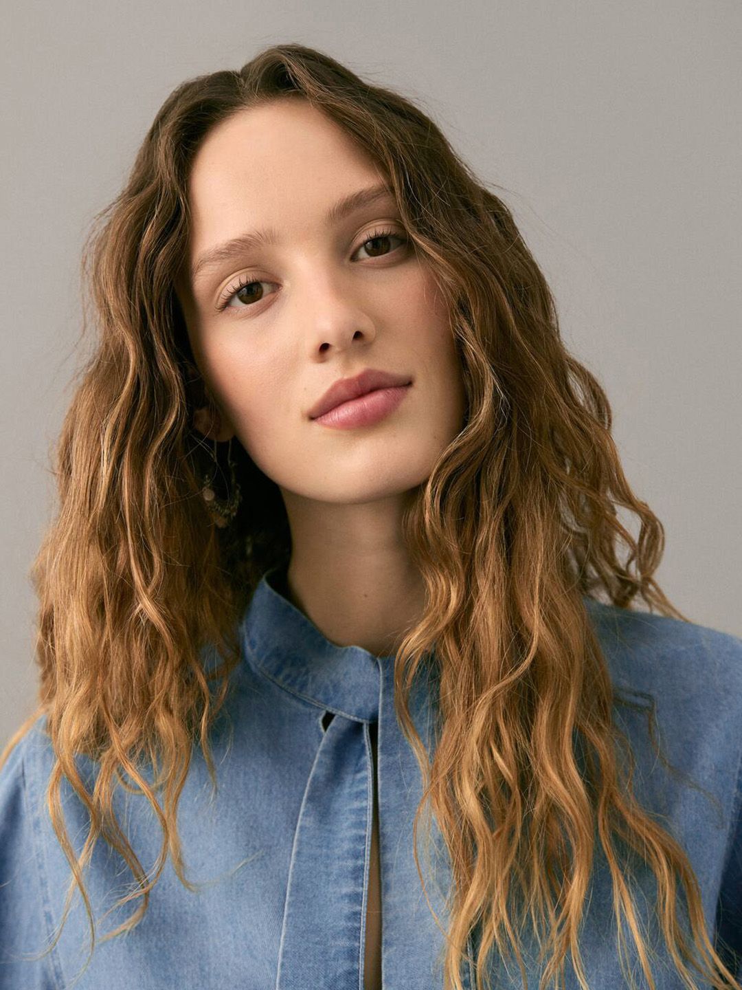 Tie-Up Neck Denim Top
