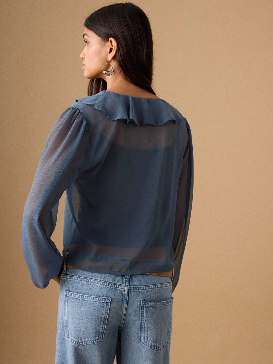 Ruffles Shirt Style Crop Top