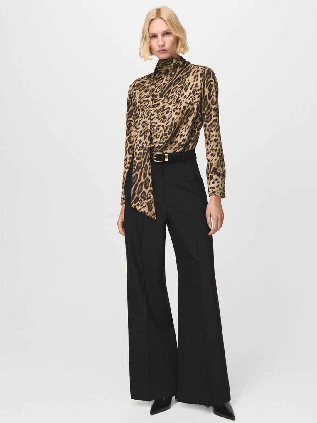 Scarf Neck Animal Print Top