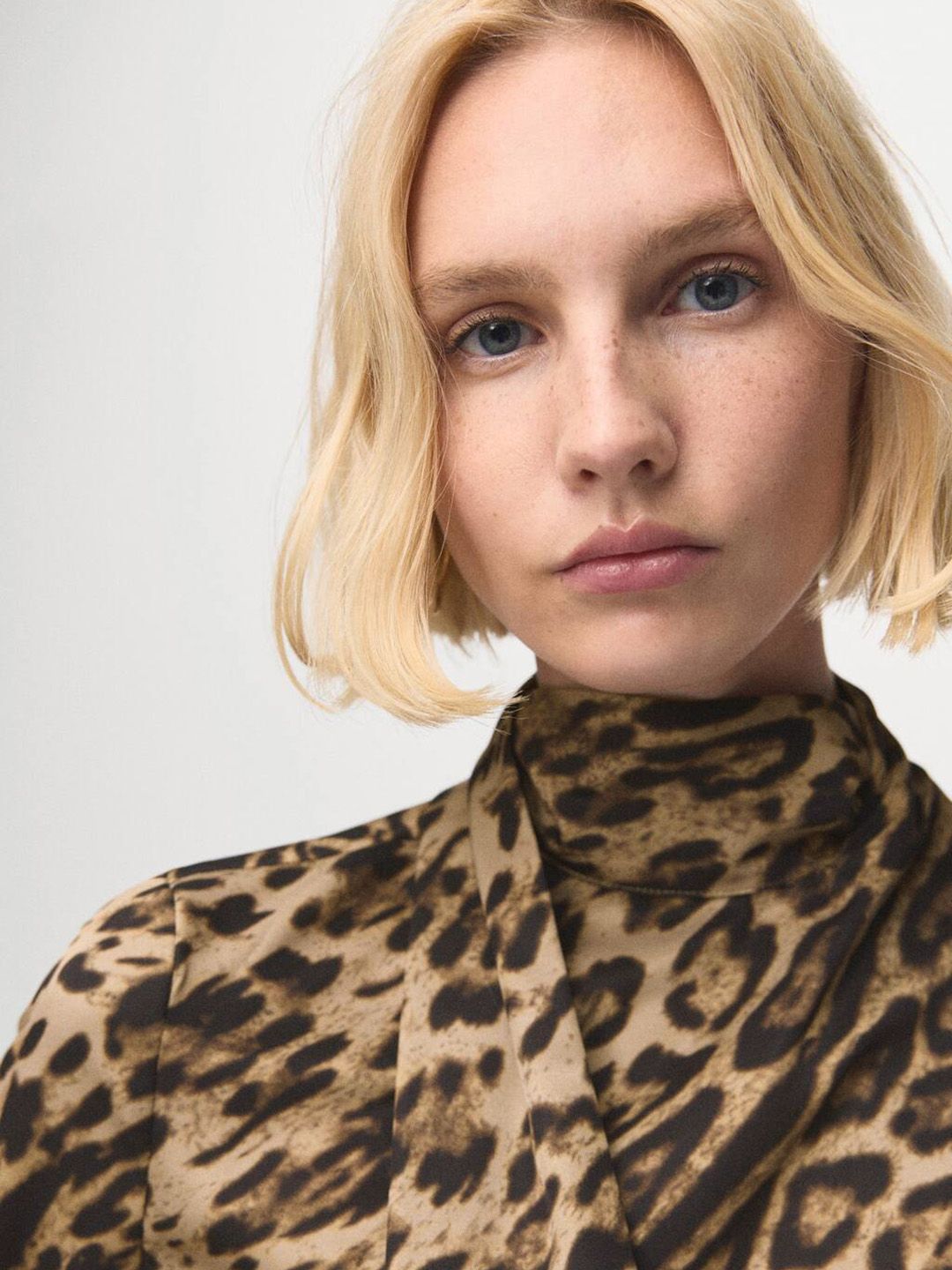 Scarf Neck Animal Print Top