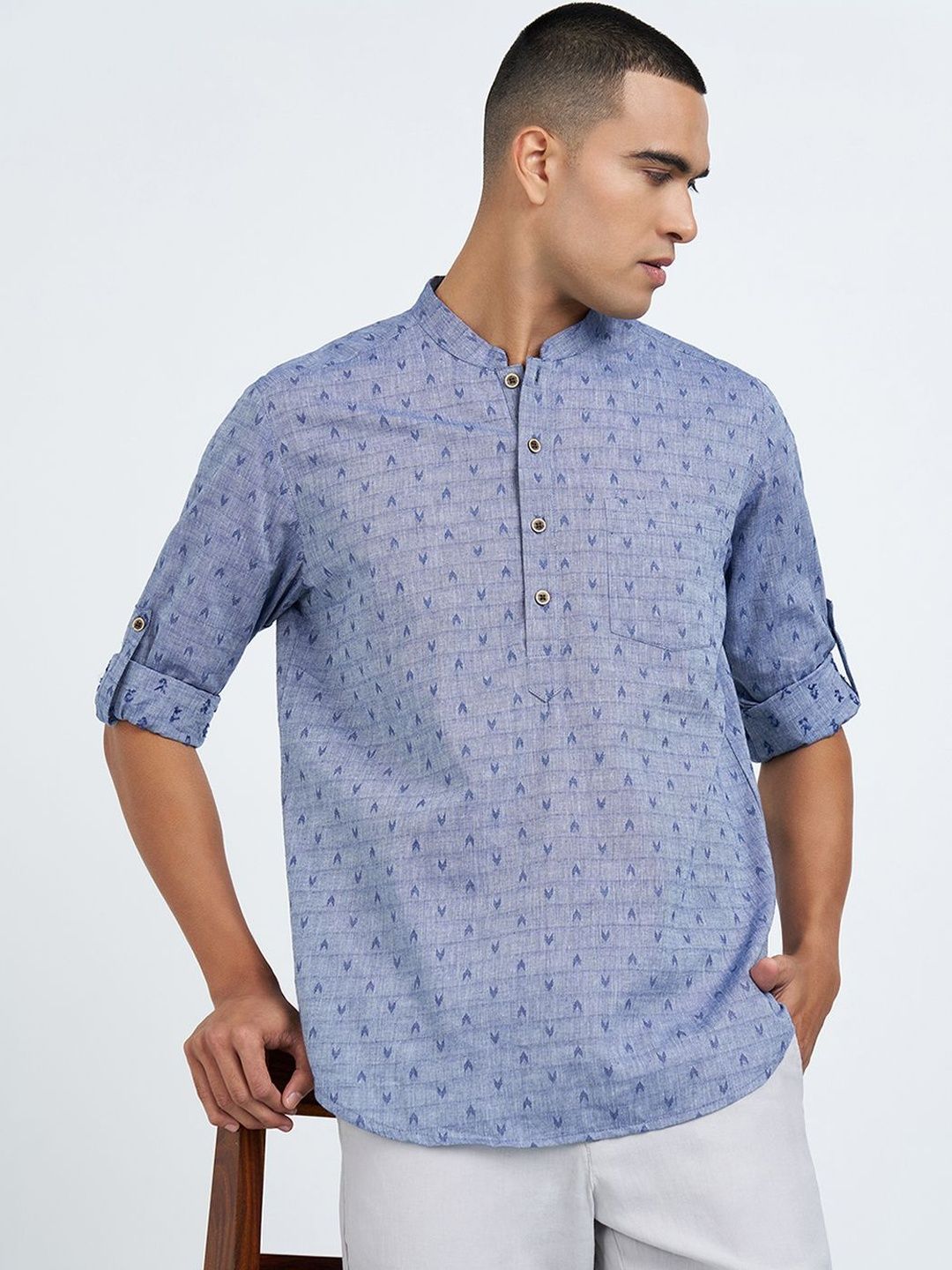 indus route by Pantaloons Men Printed Thread Work Kurta