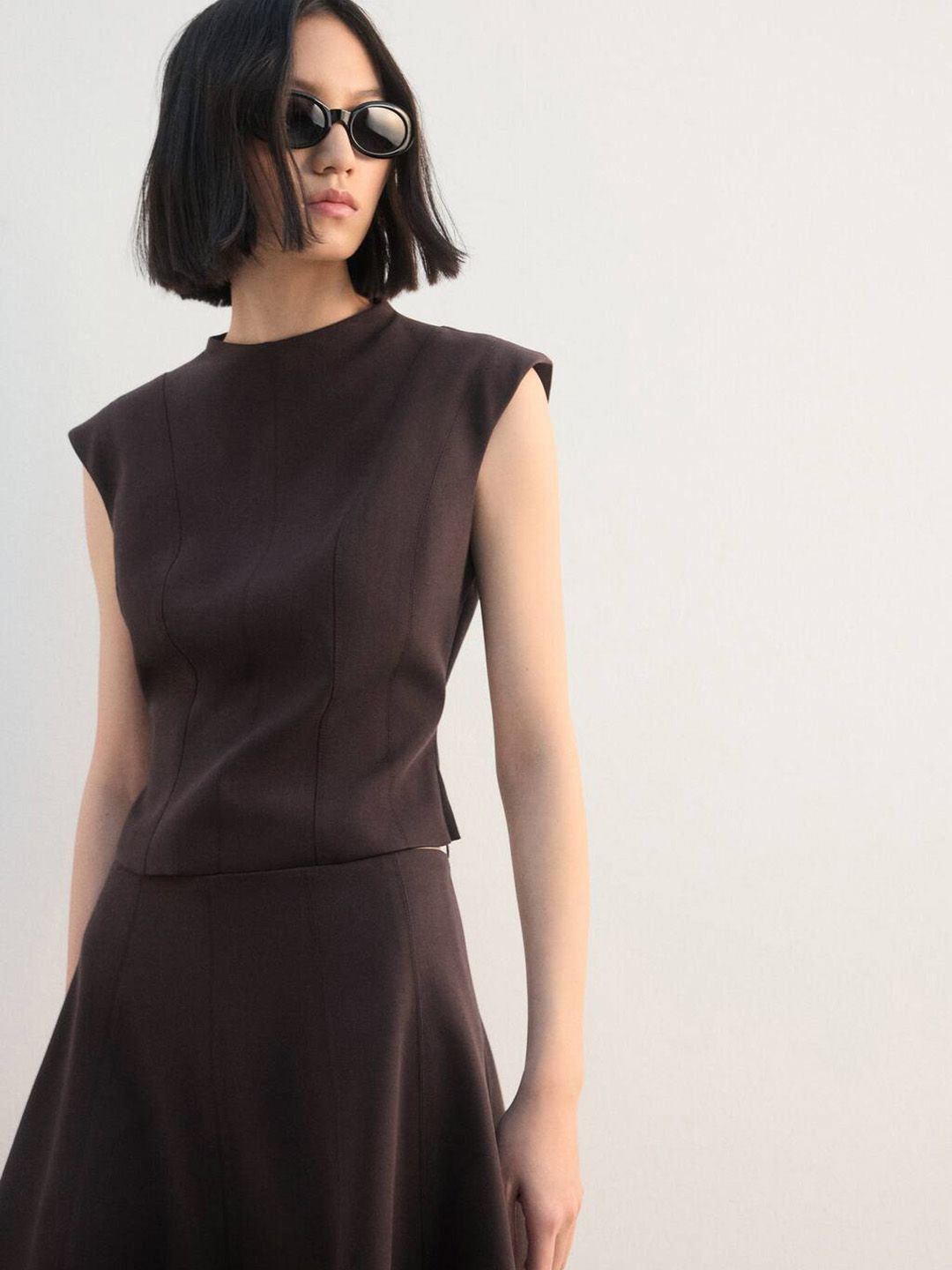 Mid-Rise Mini Skirt with Seam Detail