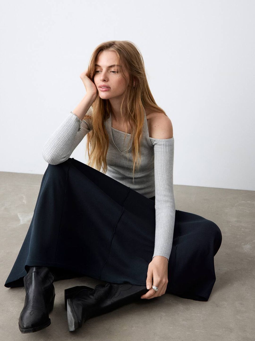 Panelled Flared Maxi Skirt