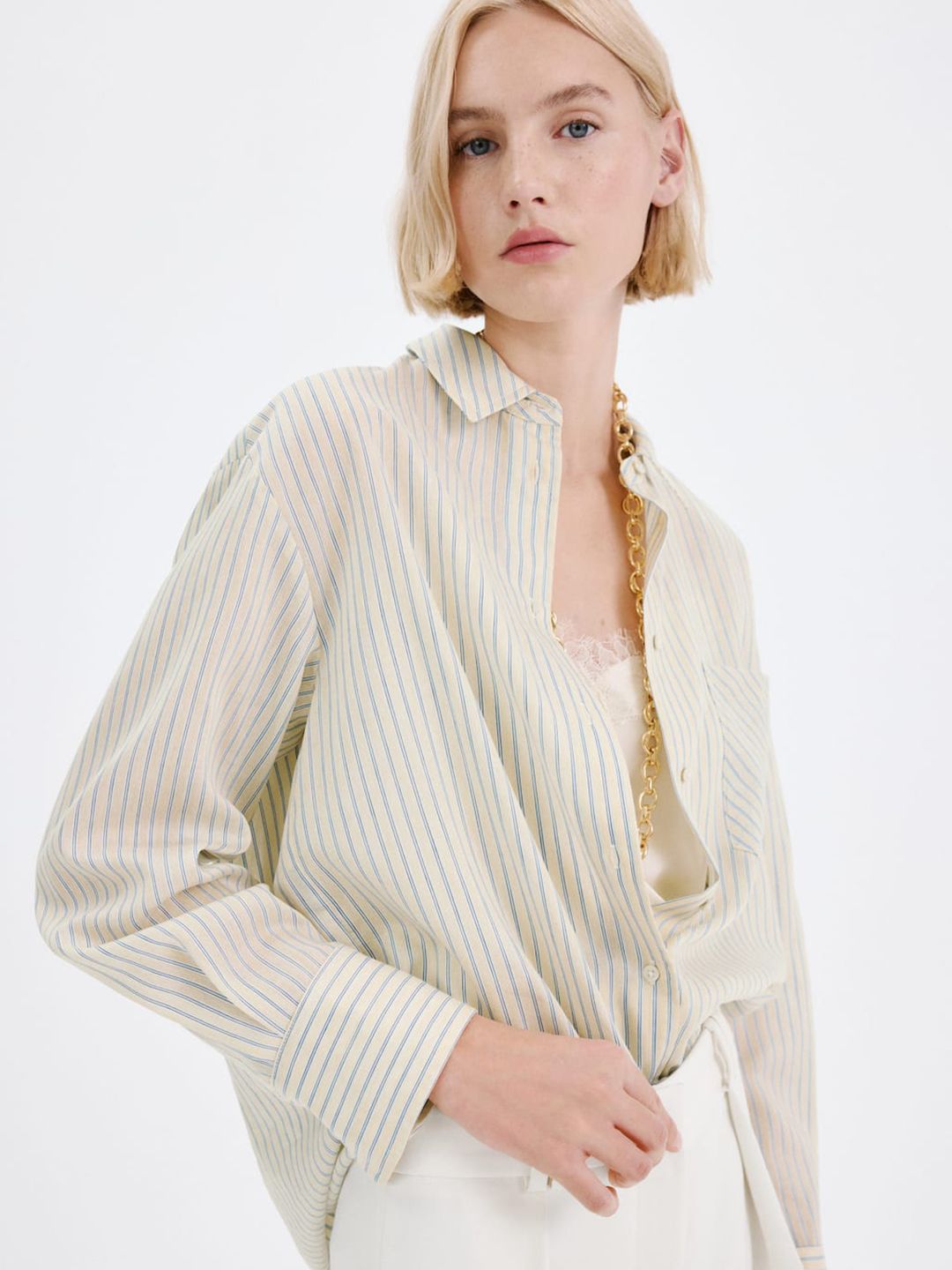 Vertical Striped Oversized Longline Casual Shirt