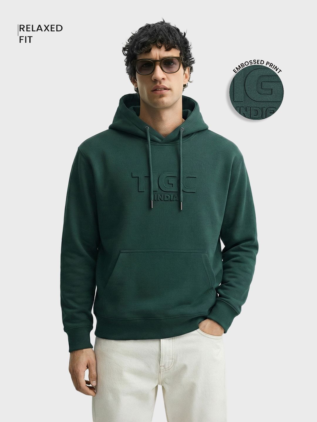 The Indian Garage Co Men Printed Hooded Sweatshirt