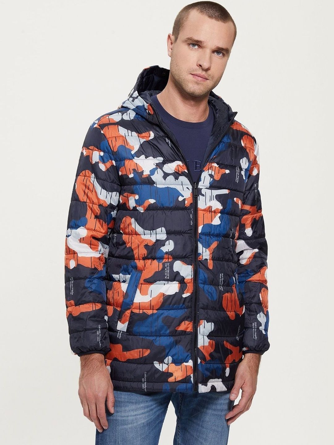 GUESS Men Camouflage Reversible Puffer Jacket