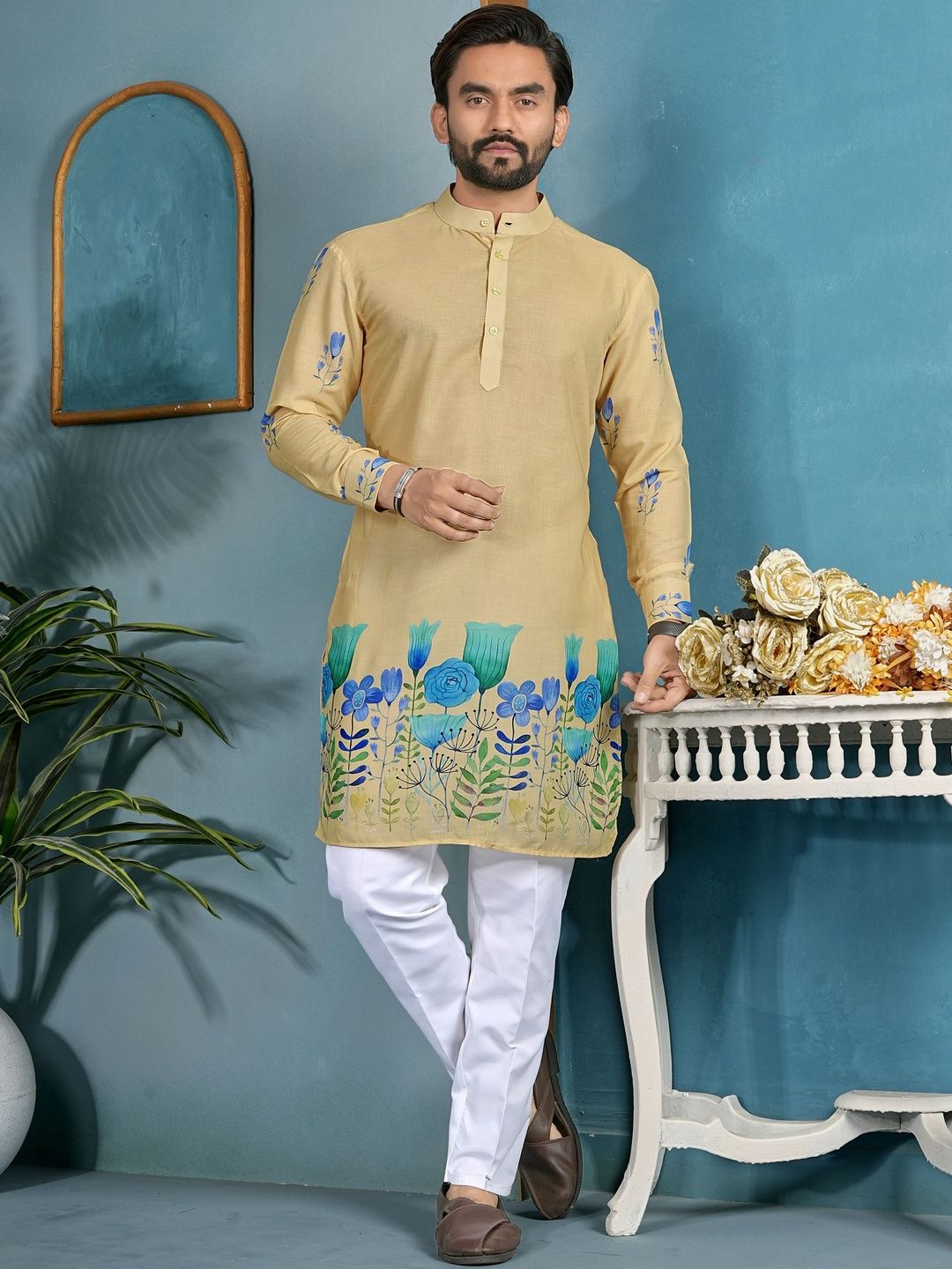 House of Pataudi Printed Knee Length Straight Kurtas