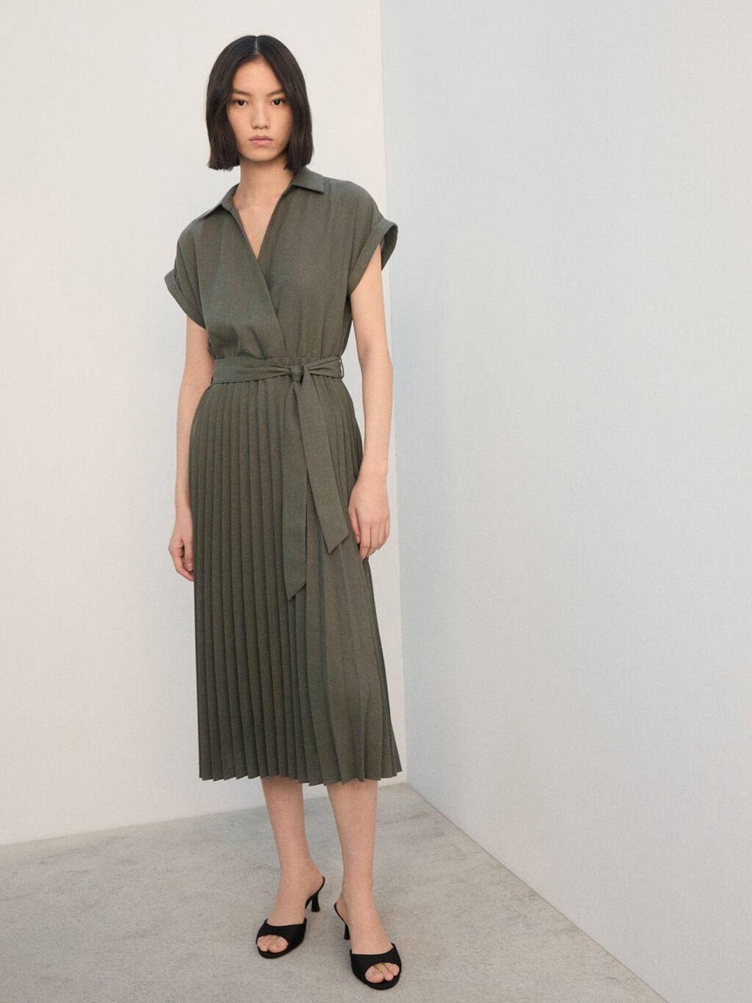 Shirt Midi Dress with Belt