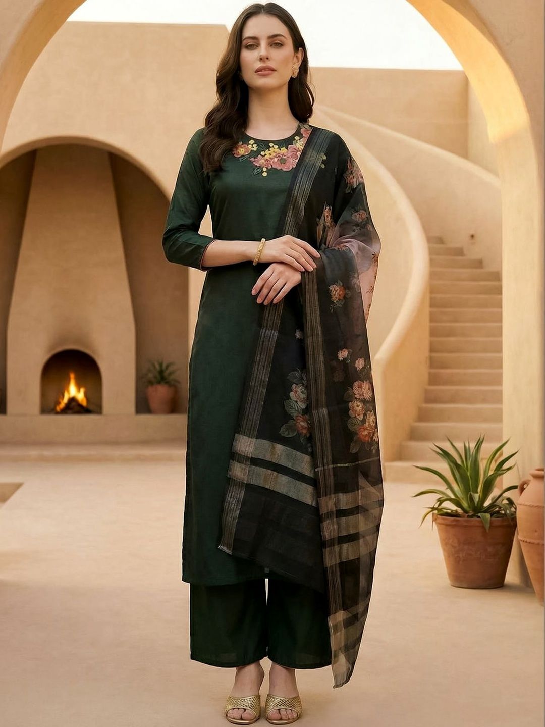 Indo Era Printed Organza Dupatta