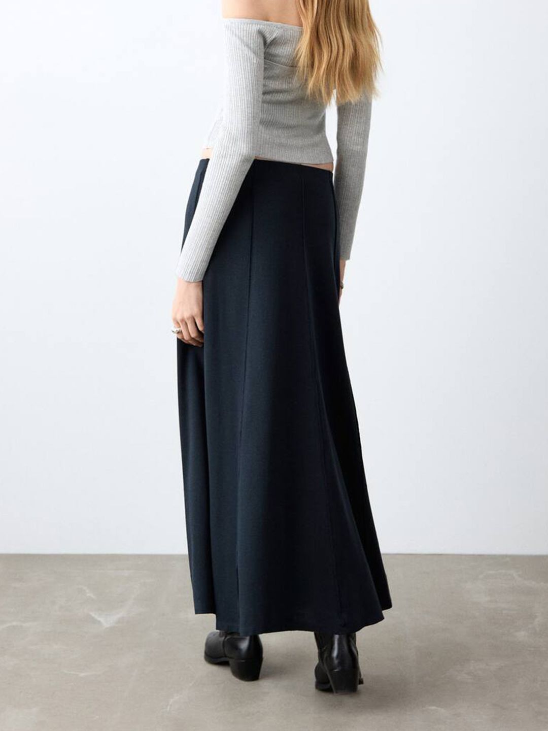 Panelled Flared Maxi Skirt