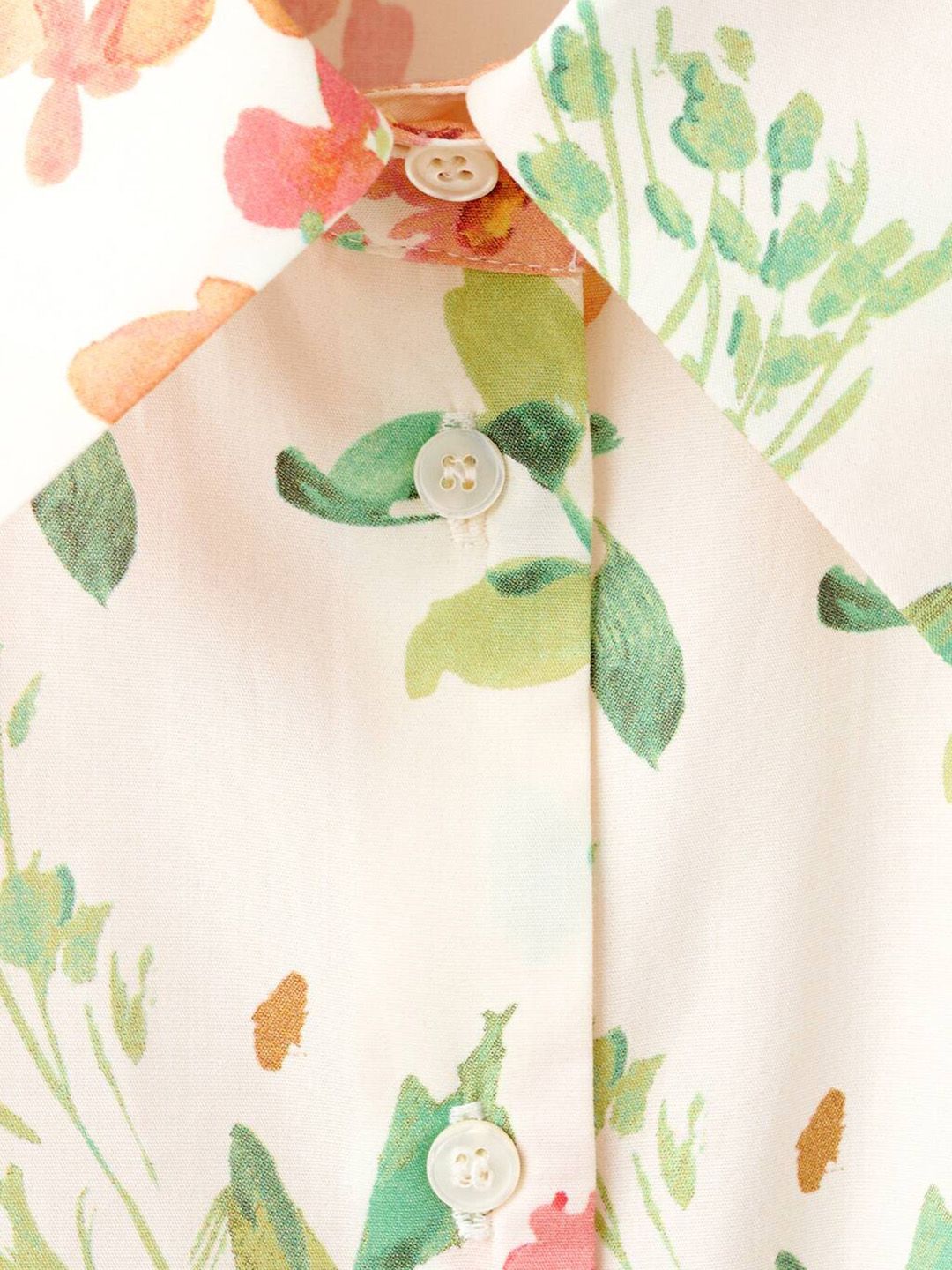 Floral Print Cotton Shirt Style Knotted Crop Top