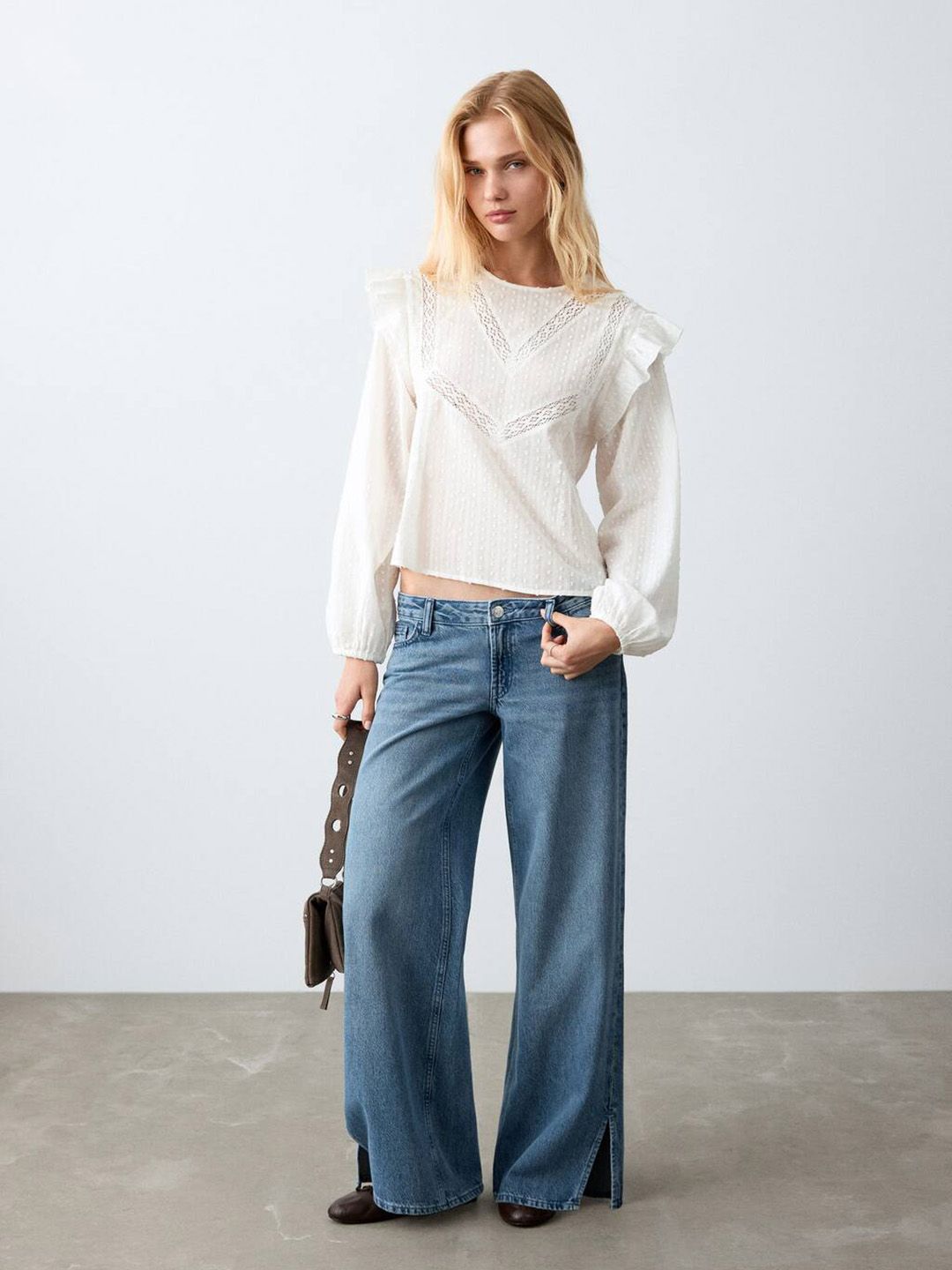 Puff Sleeve Ruffles Pure Cotton Top