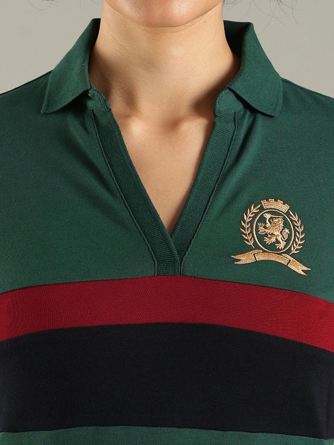 Colourblocked Polo Collar T-shirt