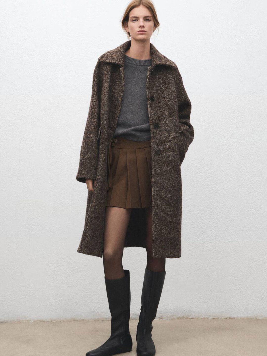 Pleated Mini Flared Skirt