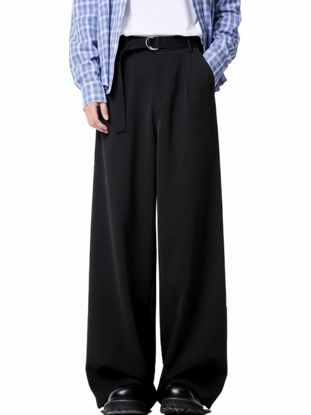 ANDREW HILL Men Loose Fit Easy Wash Pleated Trousers