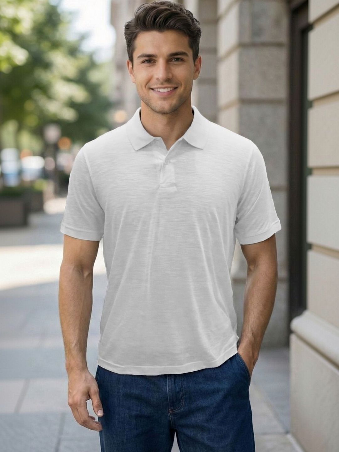 The Roadster Lifestyle Co Men Striped Cotton Polo Collar T-Shirts