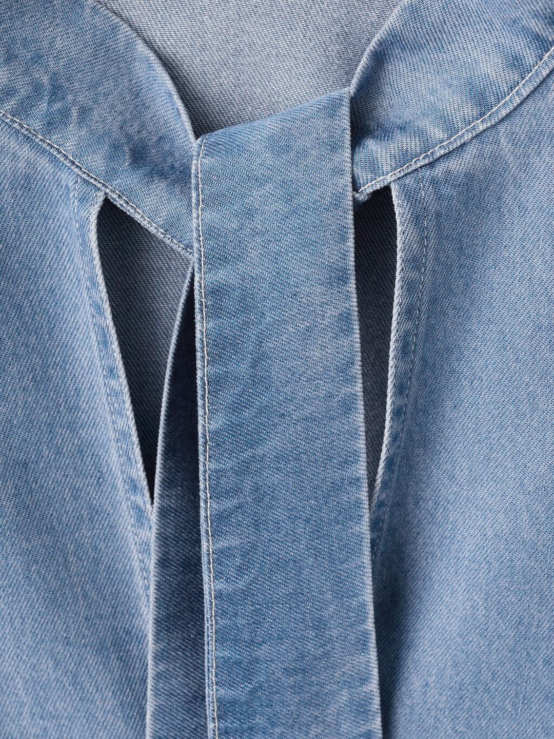 Tie-Up Neck Denim Top