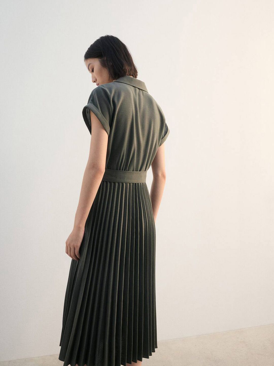 Shirt Midi Dress with Belt