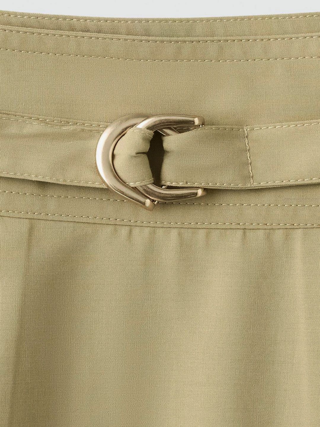 High-Rise Pleated Midi Skirt with a Buckle Detail