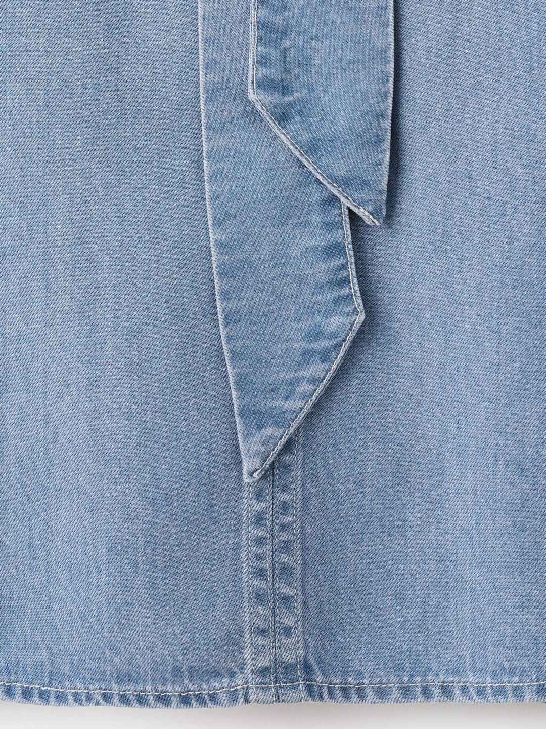 Tie-Up Neck Denim Top