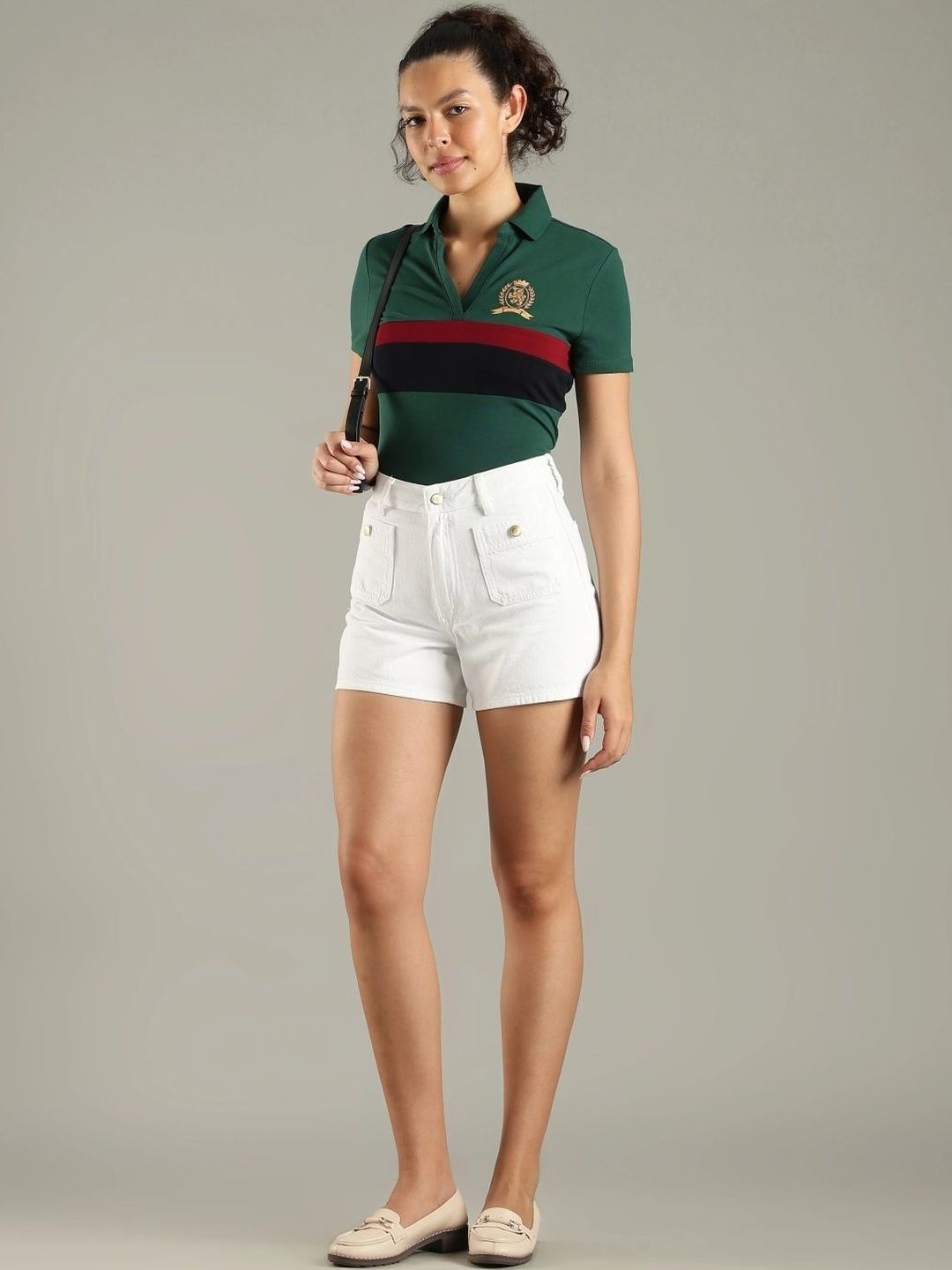 Colourblocked Polo Collar T-shirt