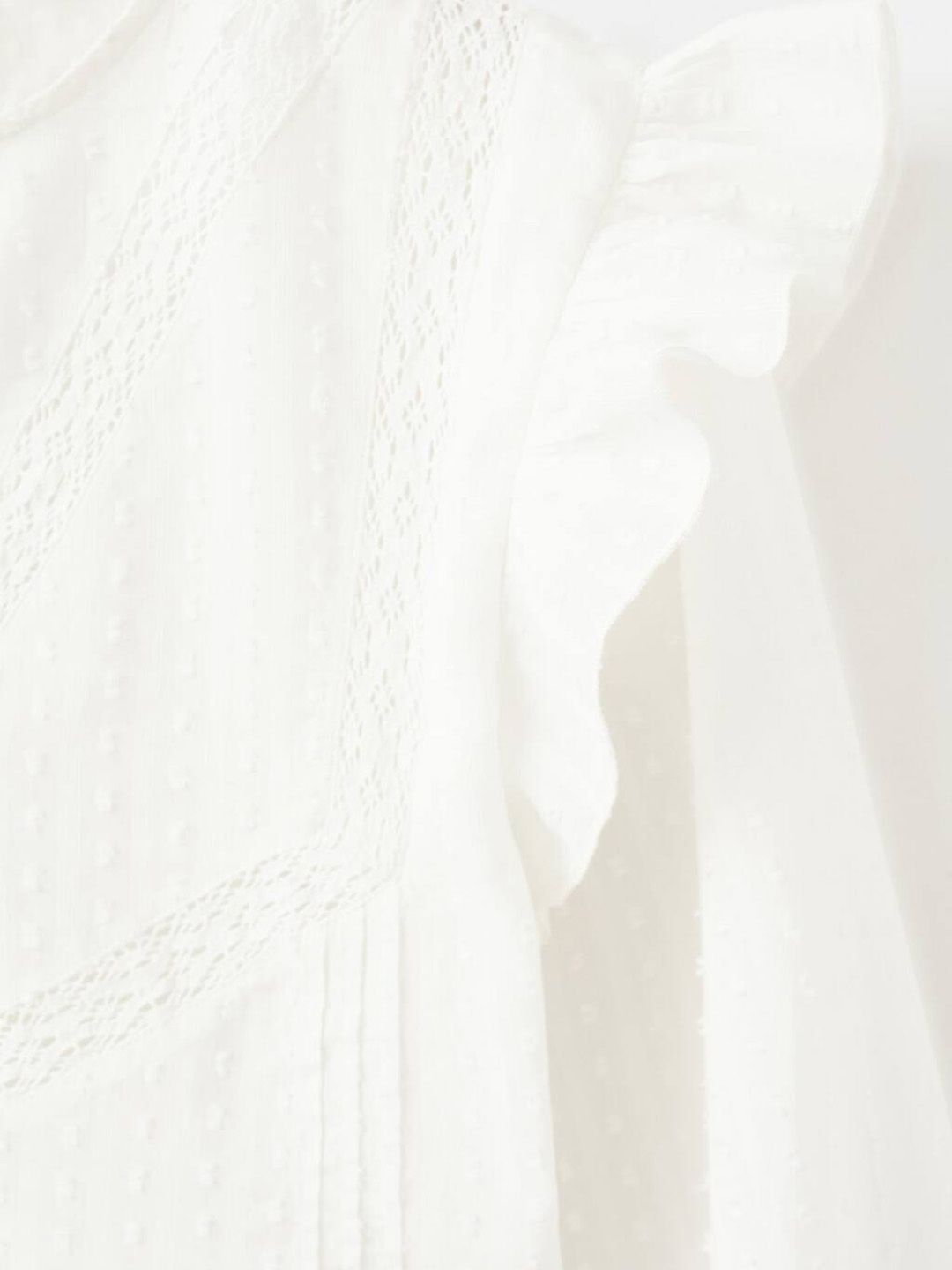 Puff Sleeve Ruffles Pure Cotton Top