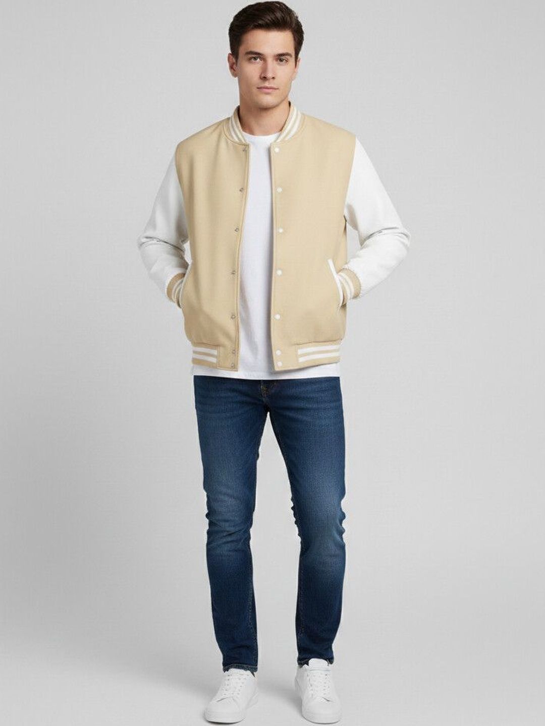 Besick Men Colourblocked Varsity Jacket