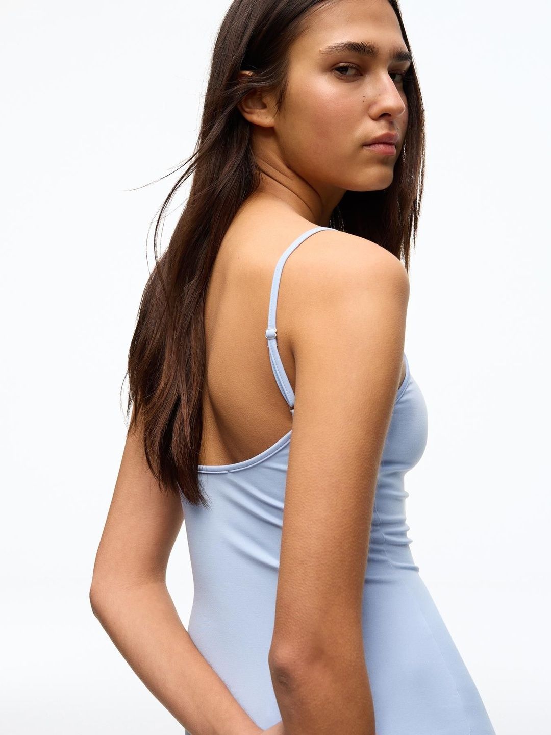 Ruched strap midi dress