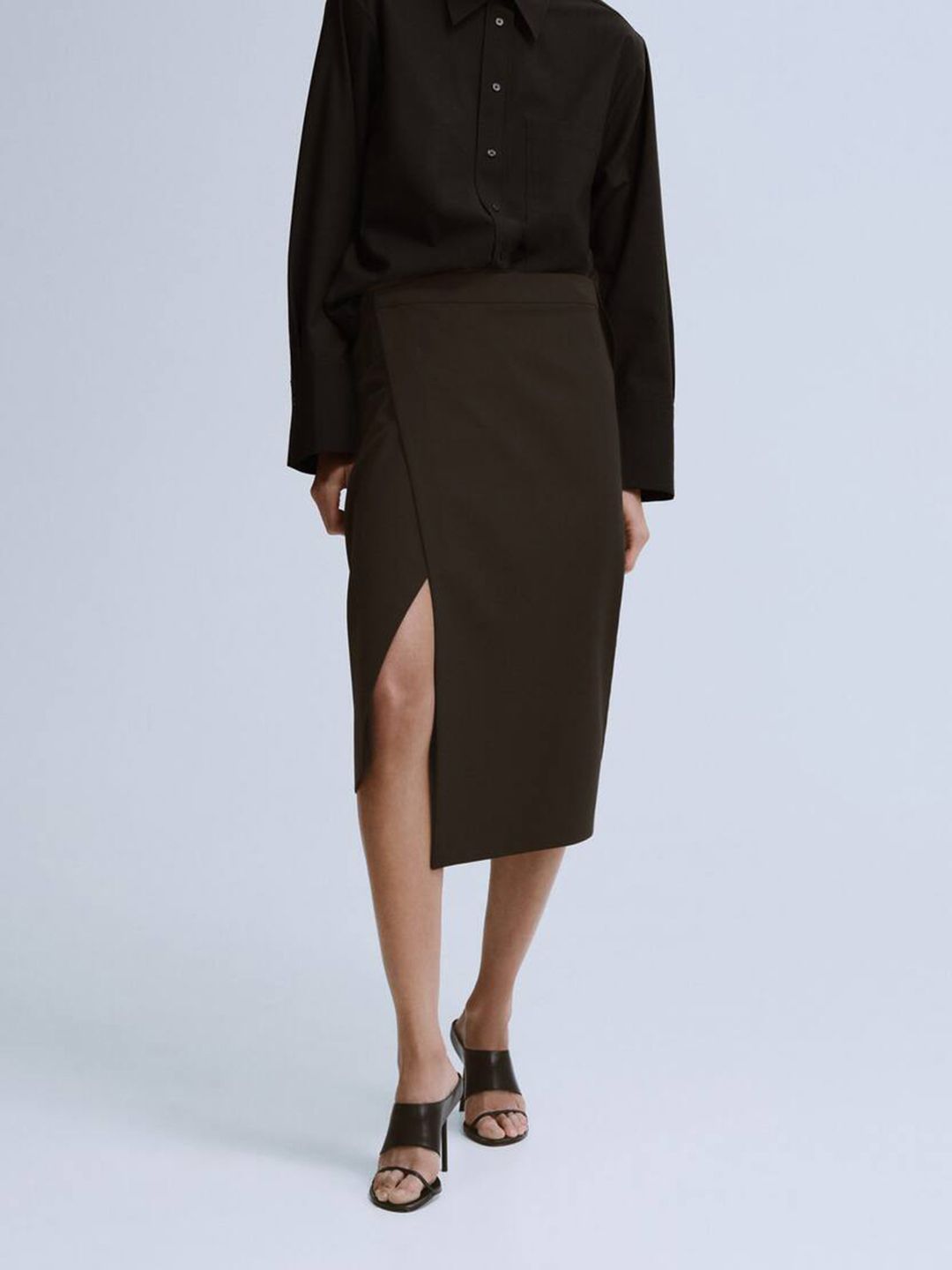 Straight Wrap Midi Skirt