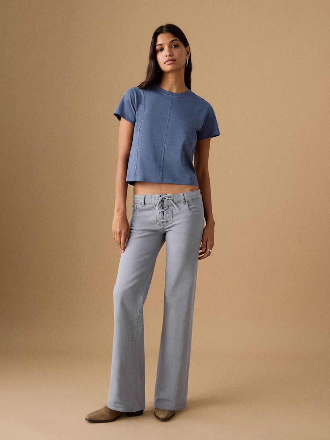 Pure Cotton T-shirt with Embellished Details
