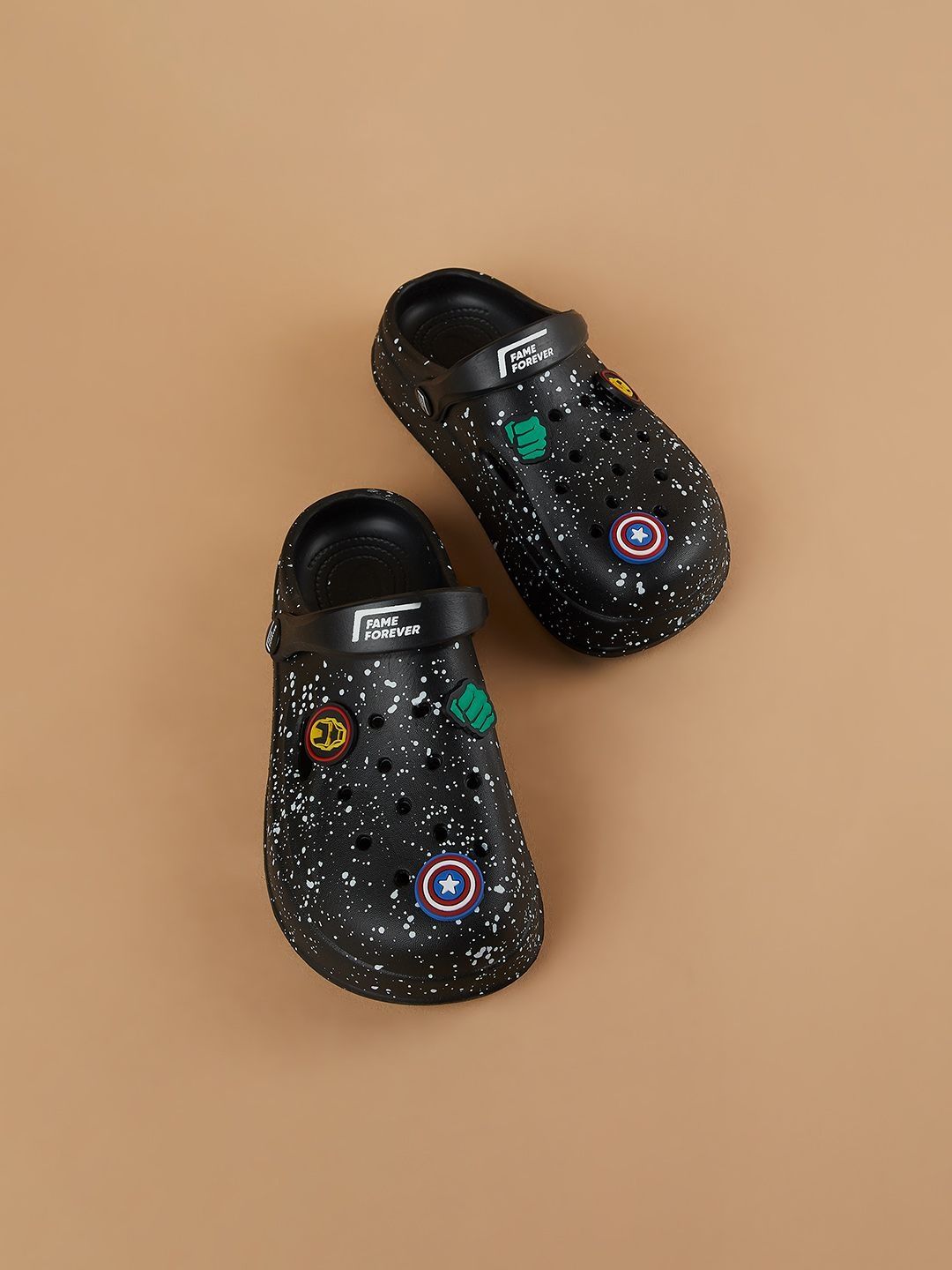 Fame Forever by Lifestyle Fame Forever by Lifestyle Boys Paint Splatter Clogs with Avenger Charms