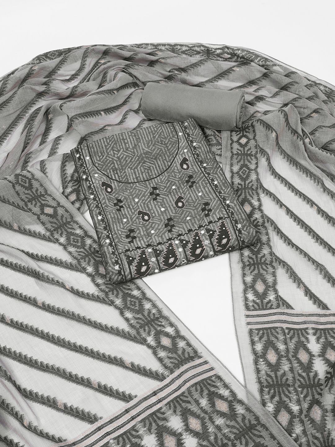 KAMI KUBI Printed Art Silk Unstitched Dress Material