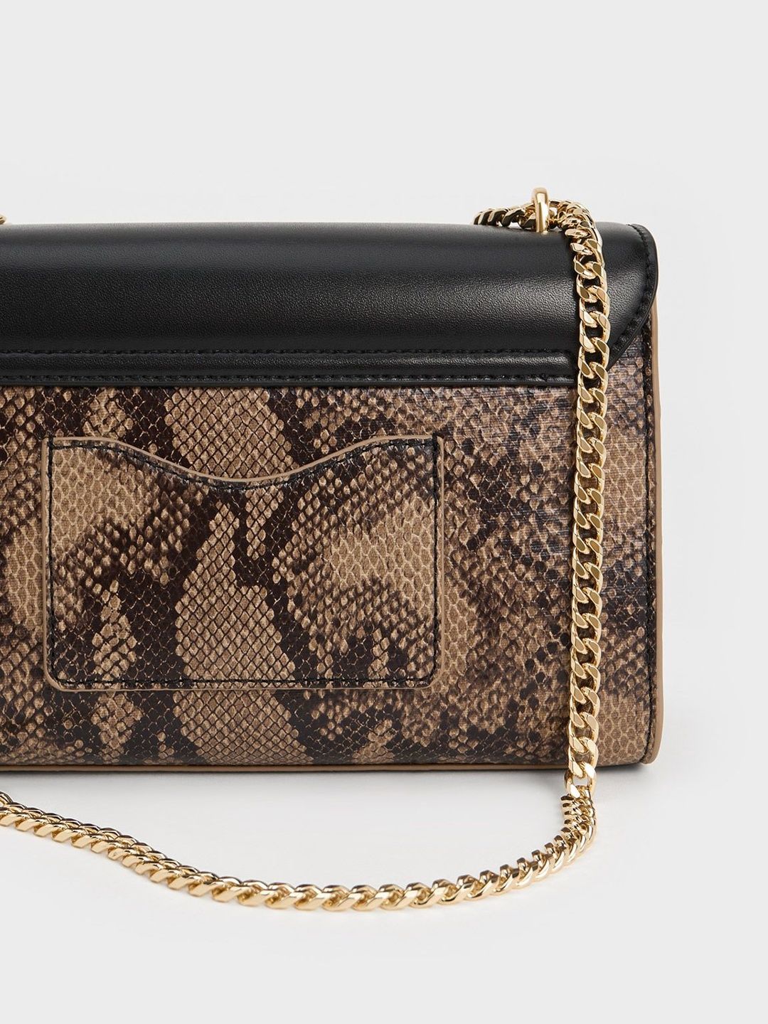 Ebba Snake Print Chain-Strap Bag