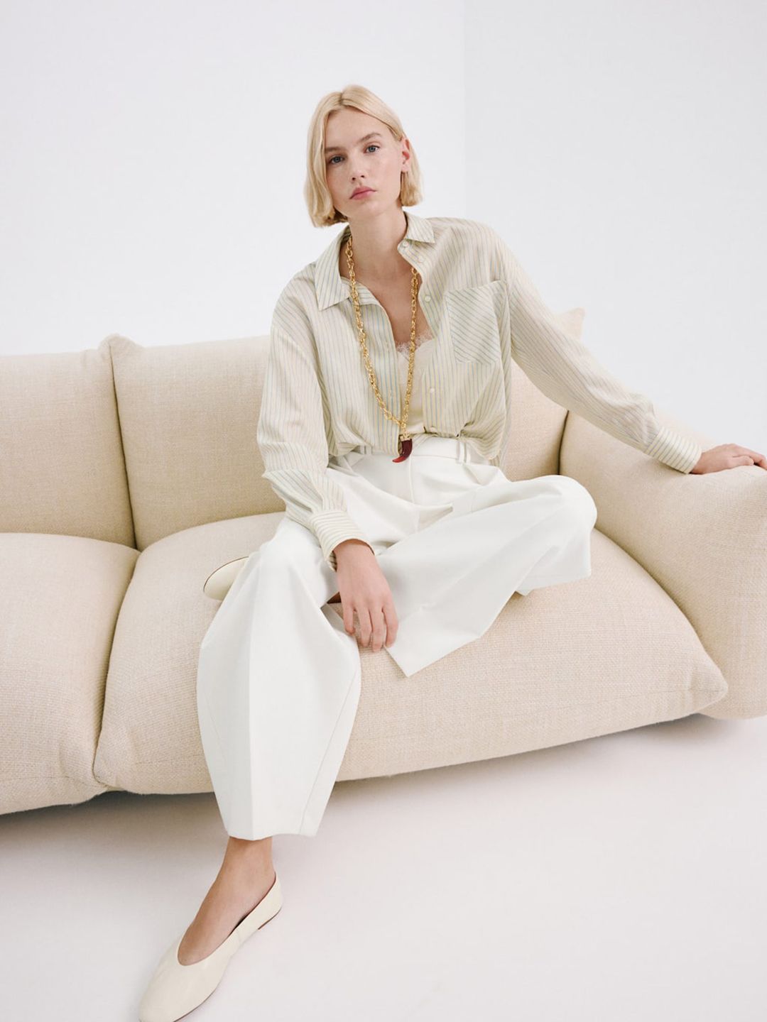 Vertical Striped Oversized Longline Casual Shirt