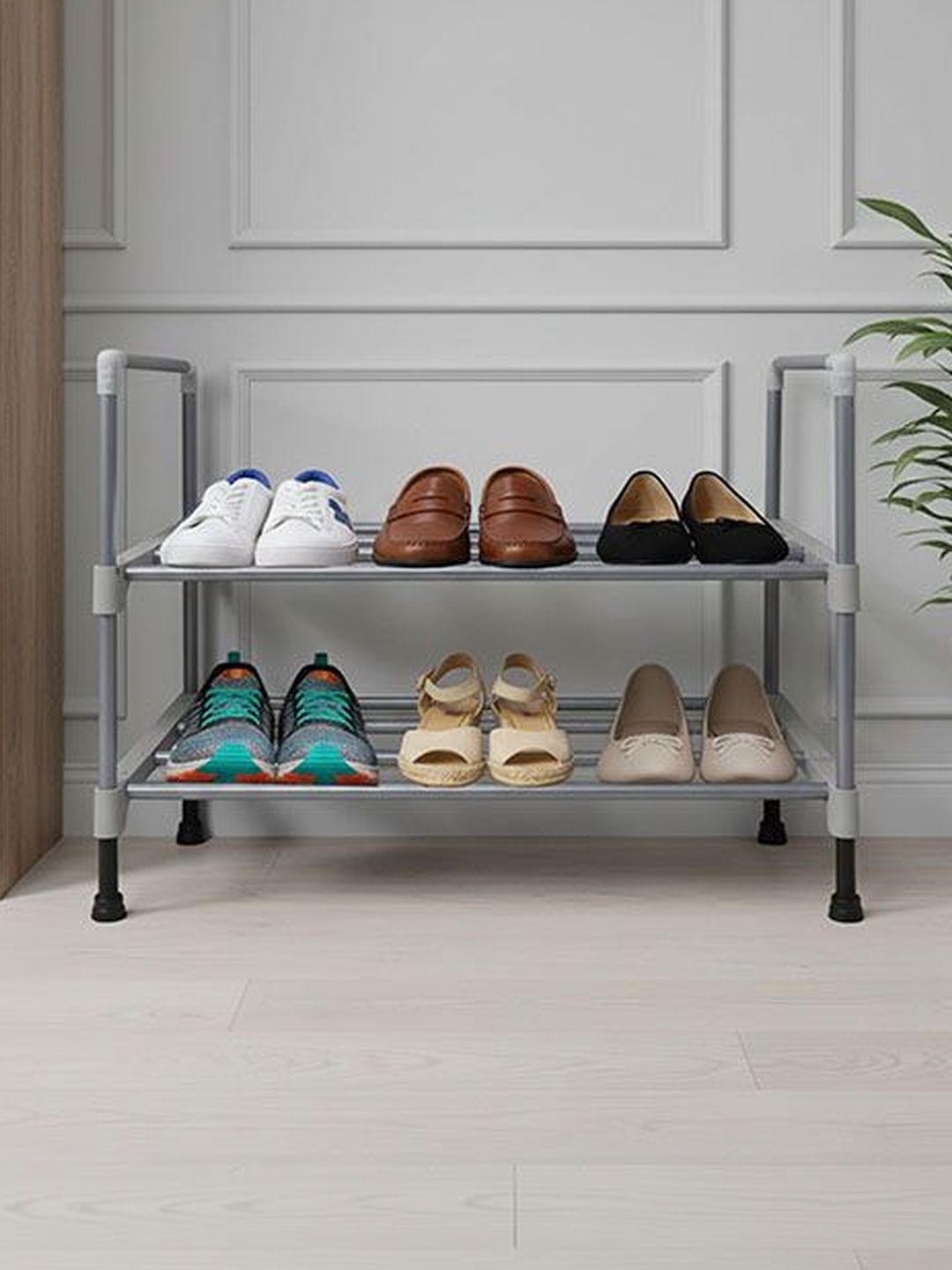 Urban Choice Grey Metal 2-Layer Shoe Rack