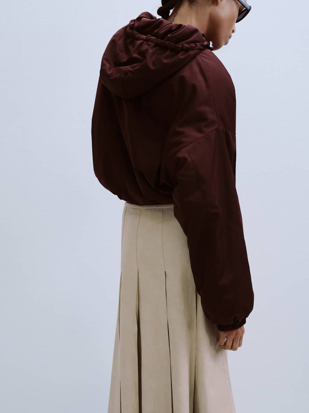 Faux Leather Pleated Midi Skirt