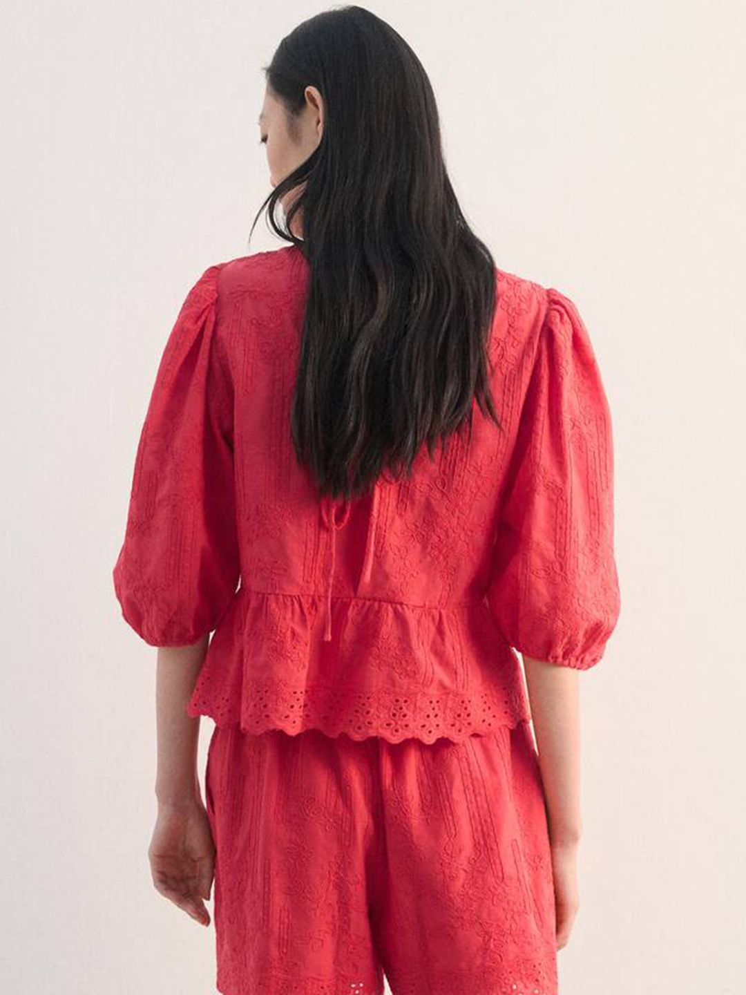 Floral Embroidered Schiffli Cotton Top