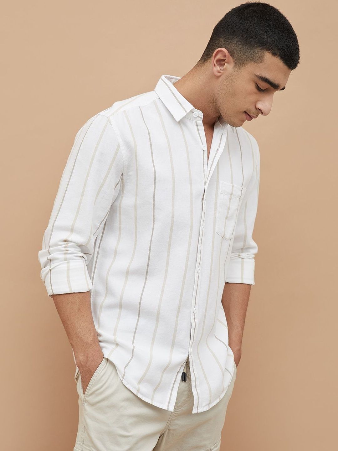 Fame Forever by Lifestyle Men Striped Casual Shirt