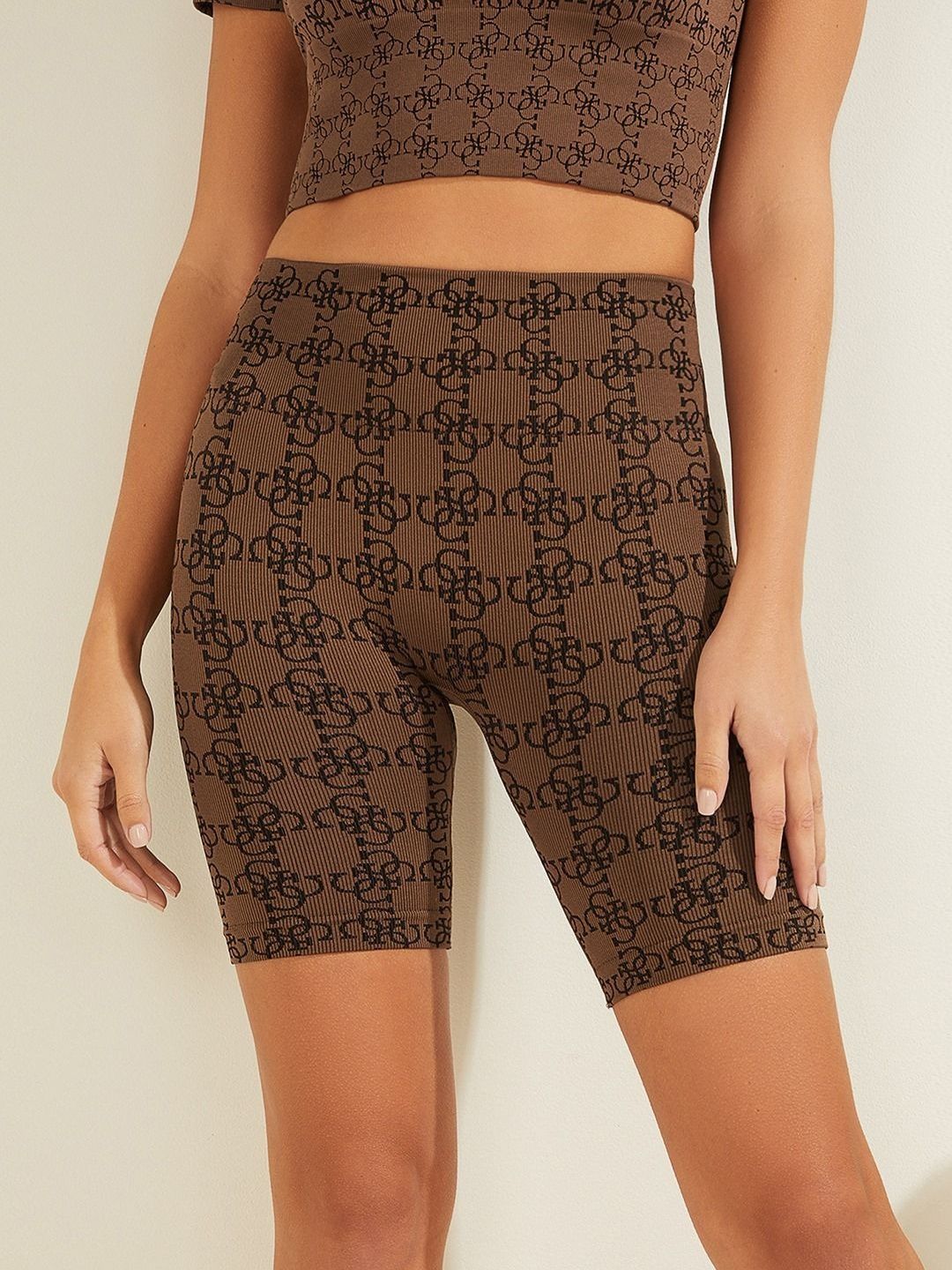 GUESS Women Typography Printed High-Rise Shorts