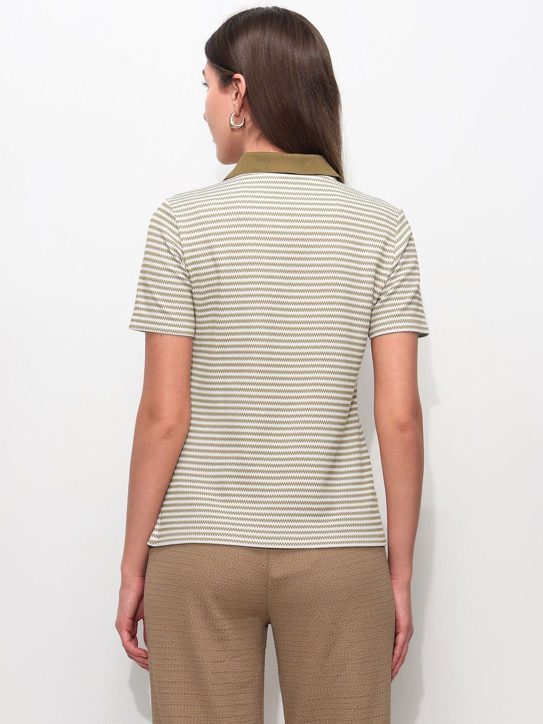 Striped Polo Collar T-shirt