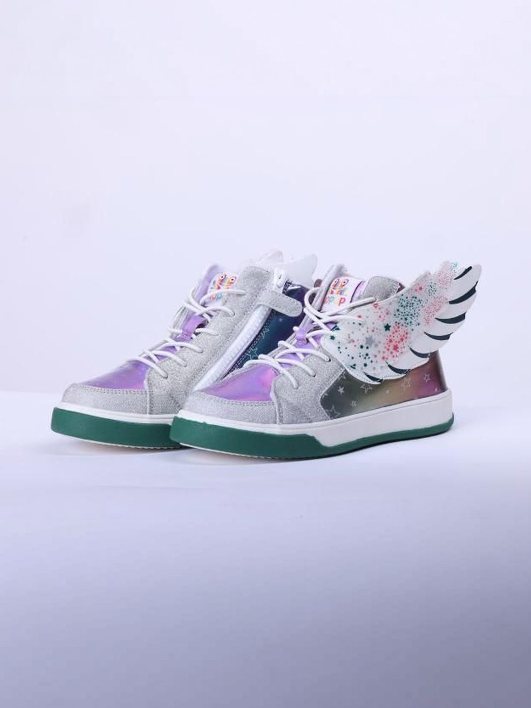 HOPUP Girls Colourblocked PU High-Top Sneakers