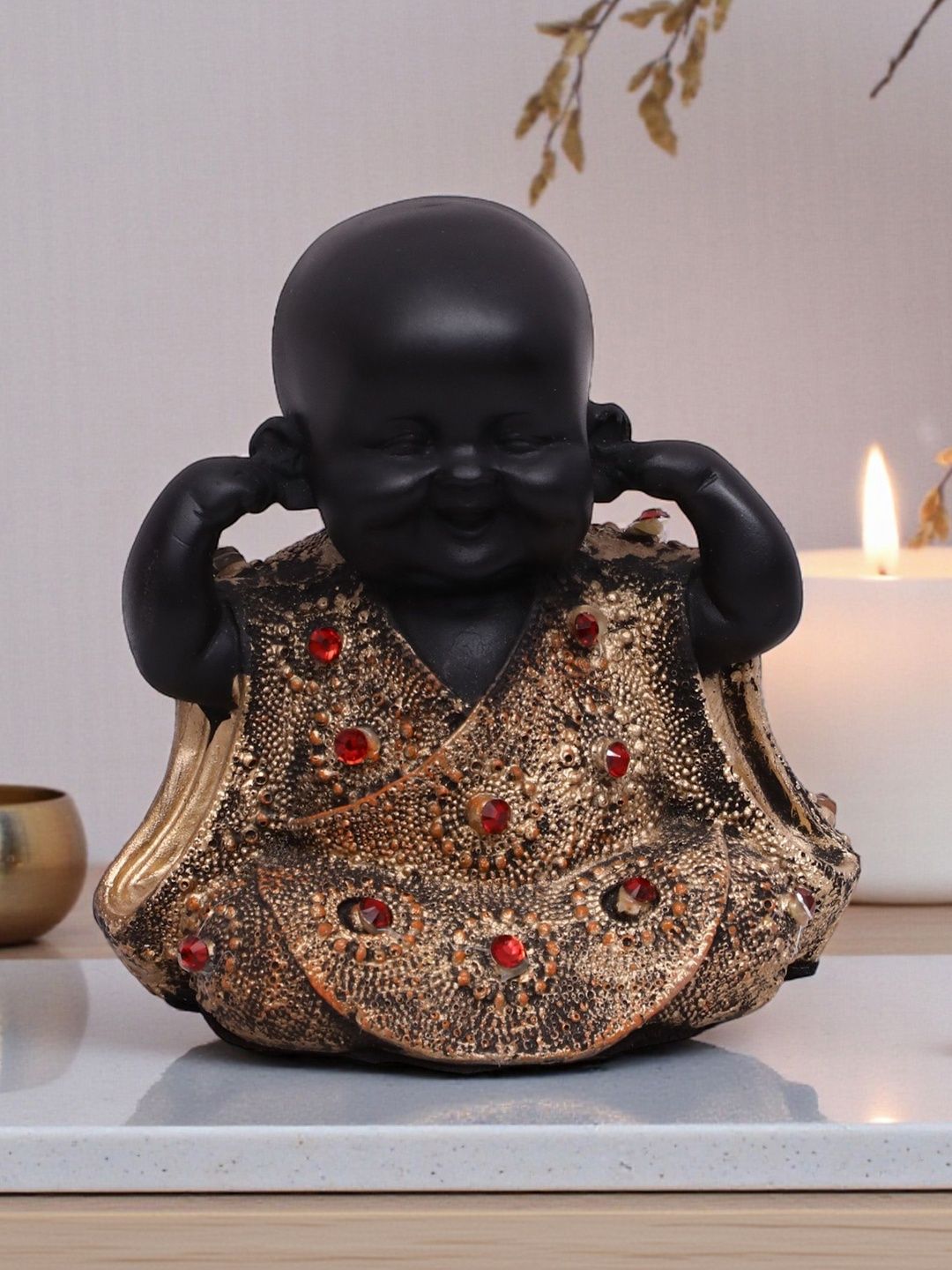 vedas Black Buddha Figurine Showpiece
