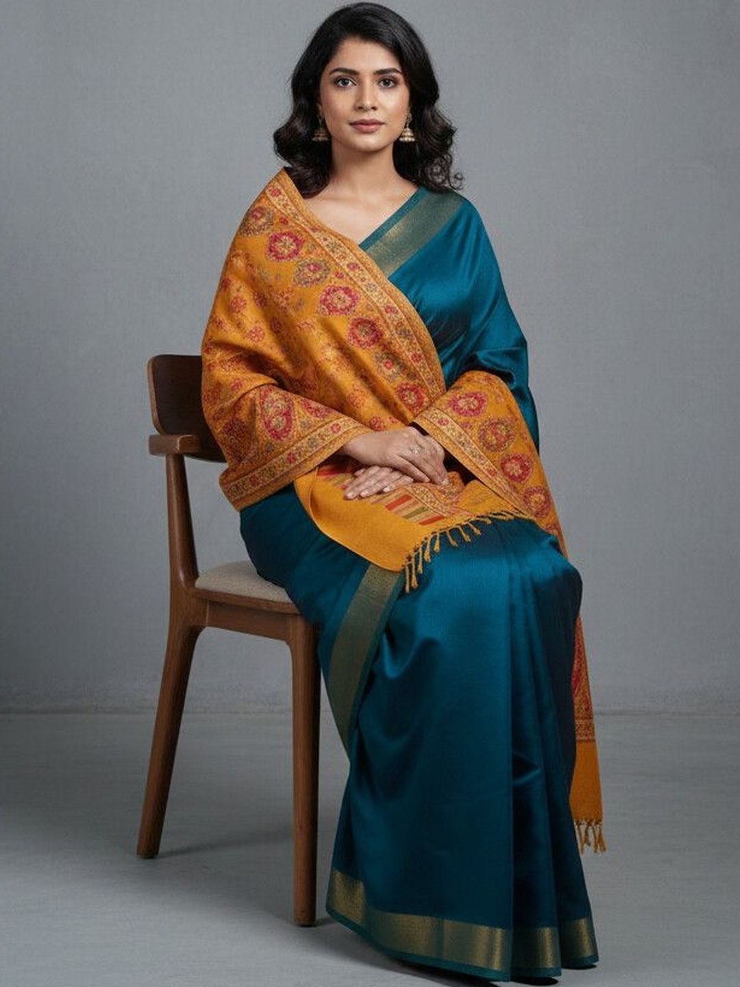 Sangria Women Ethnic Motifs Woven Design Shawl