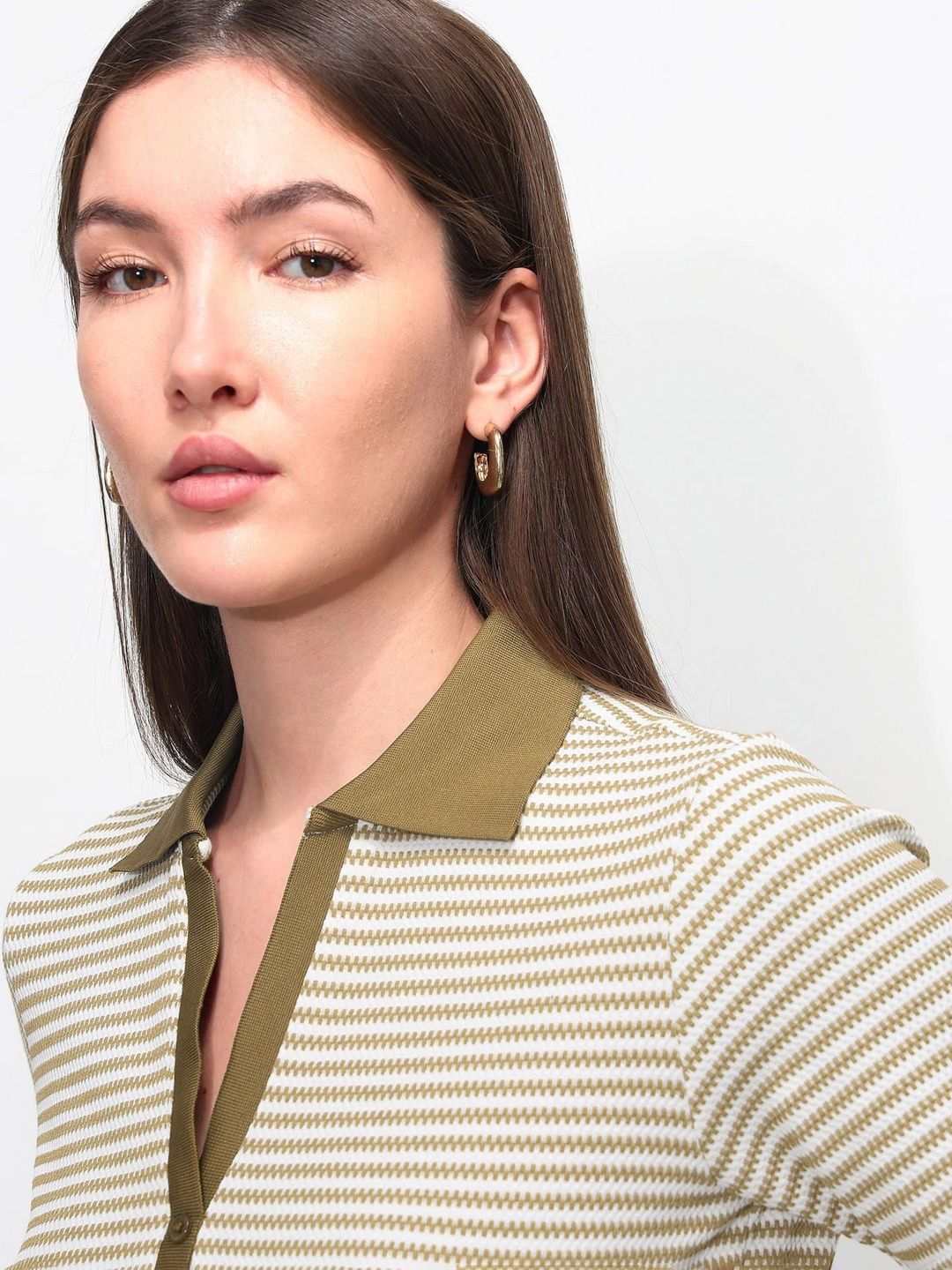 Striped Polo Collar T-shirt