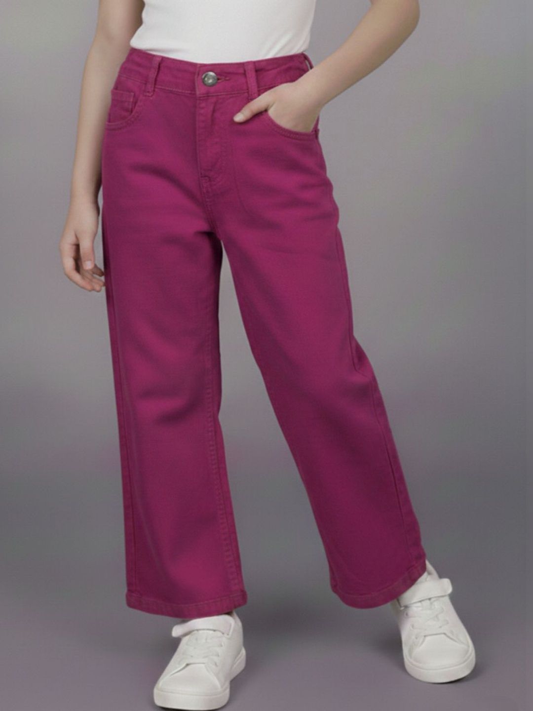 GUTI Girls Flared Mid-Rise Stretchable Jeans