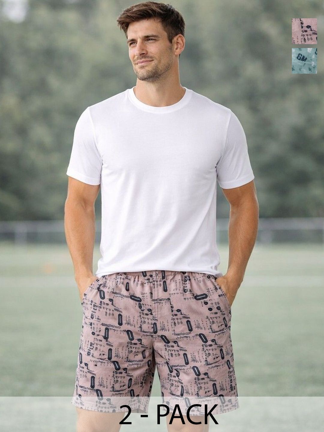 Mast & Harbour Pack Of 2 Printed Cotton Mid-Rise Boxers