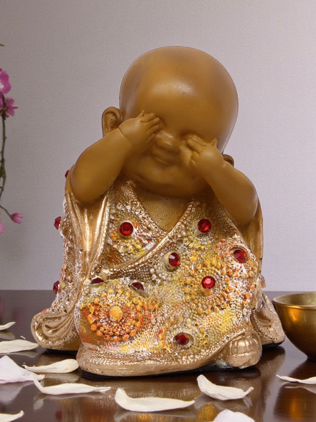 vedas Gold-Toned Buddha Figurine Showpiece