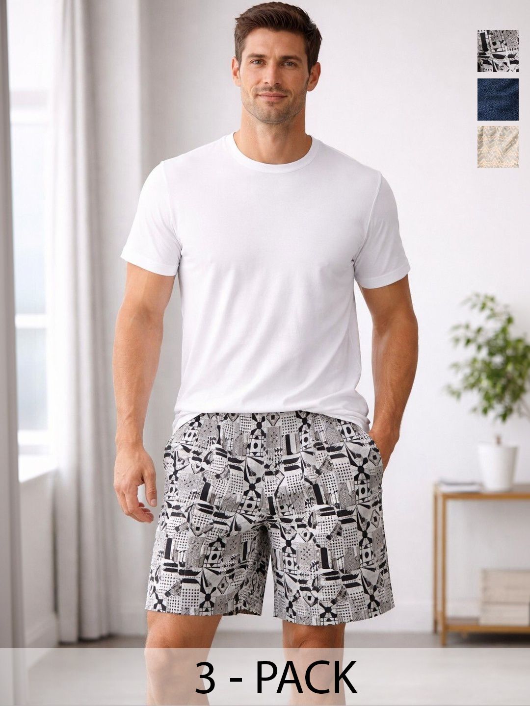 Mast & Harbour Pack Of 3 Printed Cotton Mid-Rise Boxers